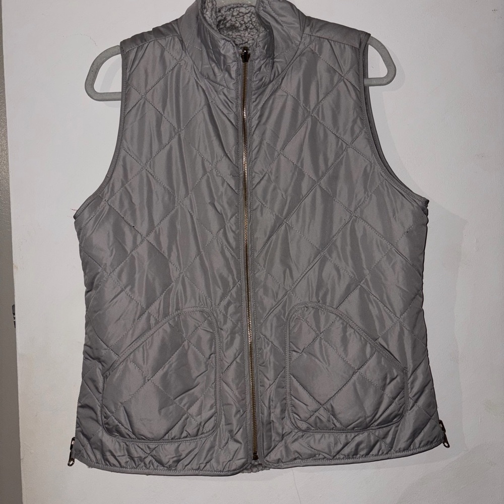 Women's Quilted Gray Vest Reversible